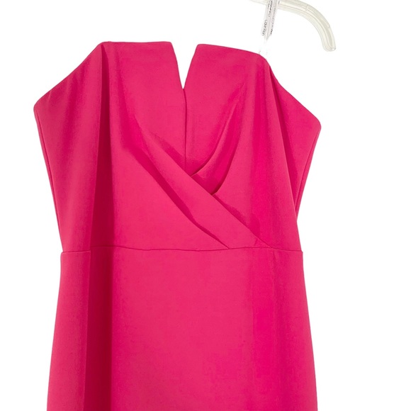 Calvin Klein Split V Notch Strapless Crepe Formal Maxi Dress Hibiscus Pink 4 NWT - Picture 3 of 9
